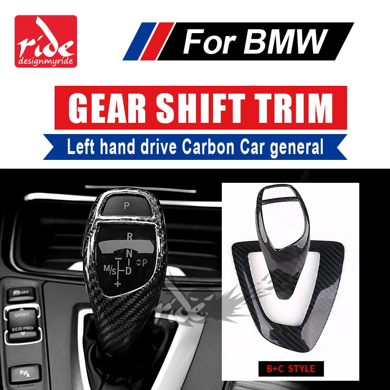 

For BMW E46 E90 E91 E92 E93 F30 F35 F31 318i 328i 320i 325 Left hand drive Carbon Fiber car Gear Shift Knob Cover trim B+C Style