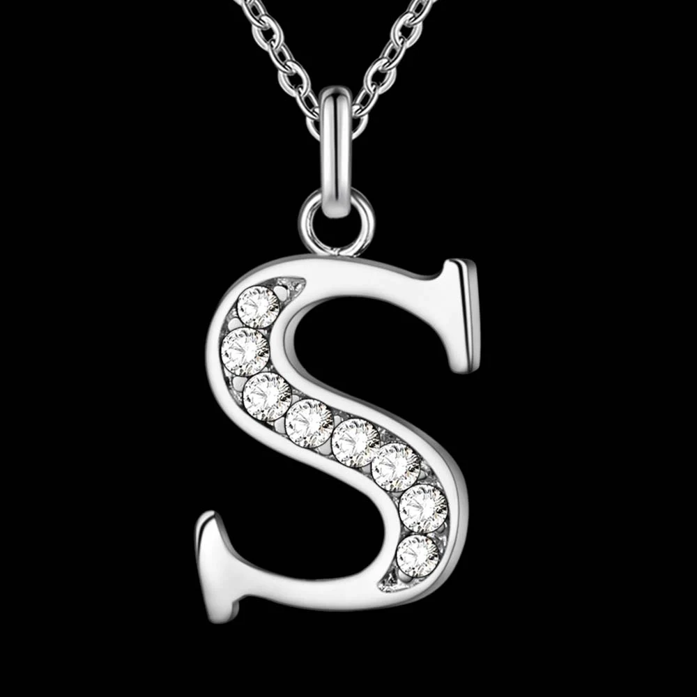 Elegant Initial Silver Stone Pendant – Bling Wardrobe