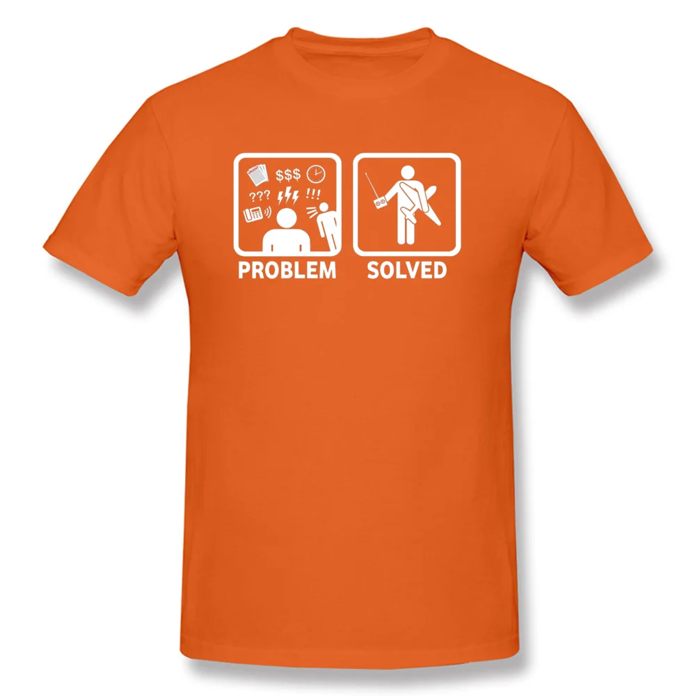 Normal 100% Cotton Design Tops Shirts Fashion Short Sleeve Men T-Shirt Custom Summer/Autumn Clothing Shirt Round Neck RC Radio Controlled Planes Problem Solved 4813 orange