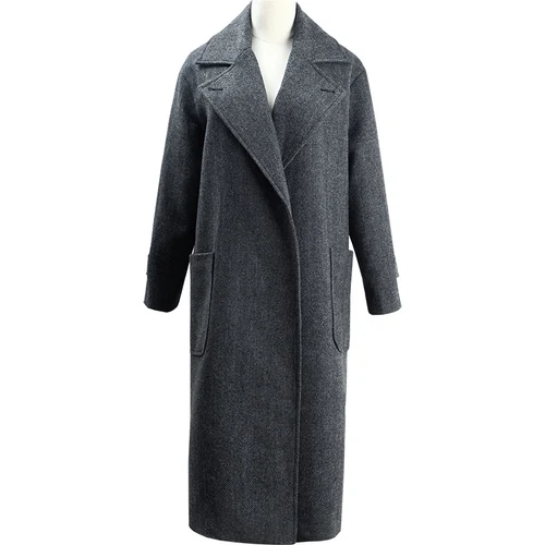 Tingfly Runway Winter Wool Blending Extra Long Coats Women Turn down Collar Warm Designer Woollen Overcoat with Belt Female Tingfly Runway Winter Wool Blending Extra Long Coats Women Turn down Collar Warm Designer Woollen Overcoat with Belt Female