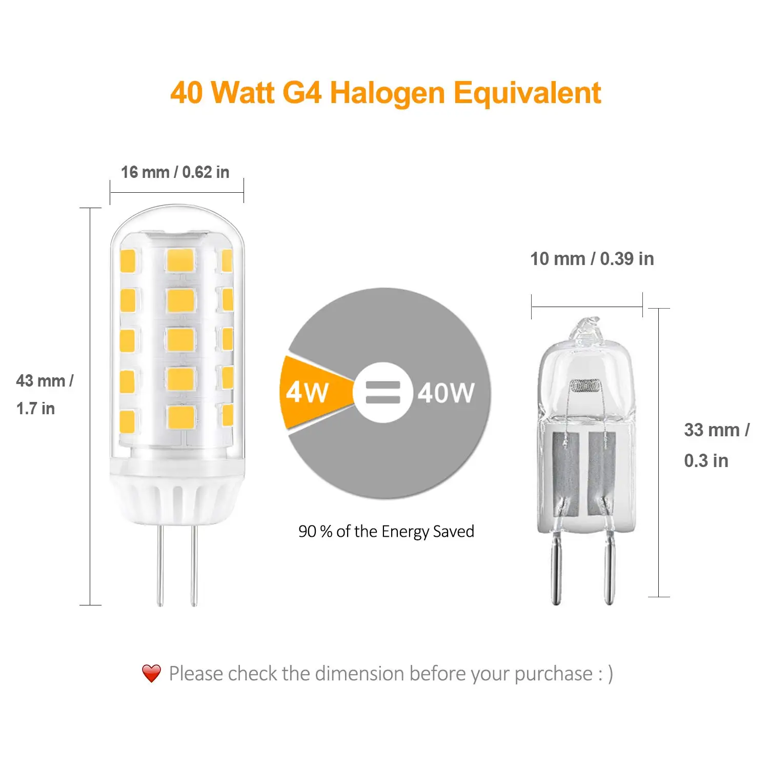 G4 Светодиодный светильник 4 Вт теплый белый G4 контактный цоколь замена лампы для 40 Вт галогенные Bulbs12V AC/DC с регулируемой яркостью упаковка из 5 Класс энергопотребления A