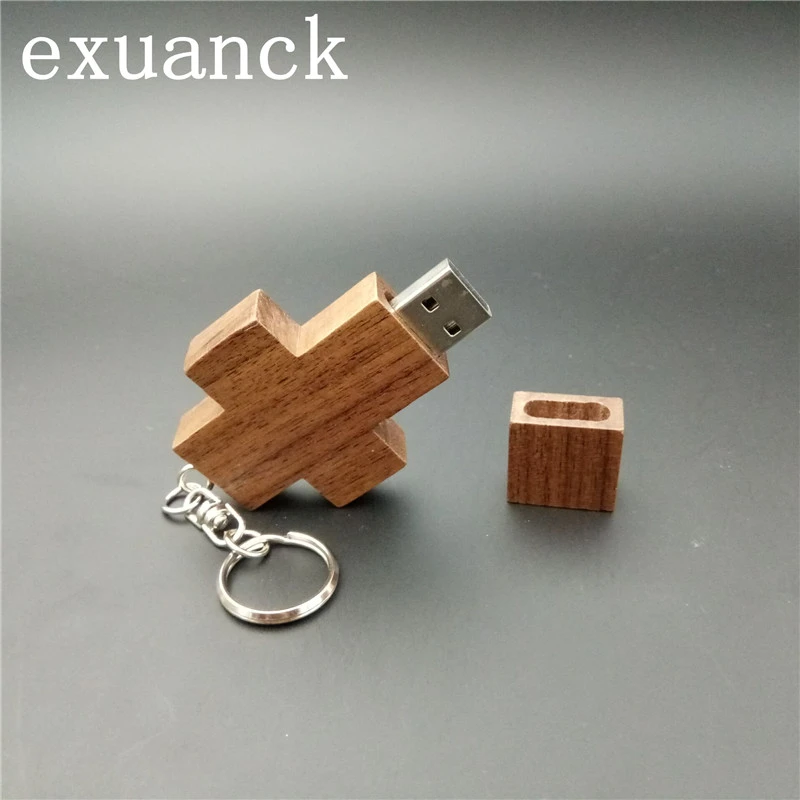 exuanck Customize Logo Artwork Cross Red Wood USB 3.0 Flash Drive Memory Stick 8GB 16GB 32GB 64GB (30pcs free logo) jump drive