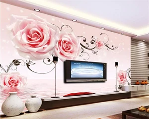 Image for Custom 3d Pink flowers Wallpaper bedroom Backgroun 