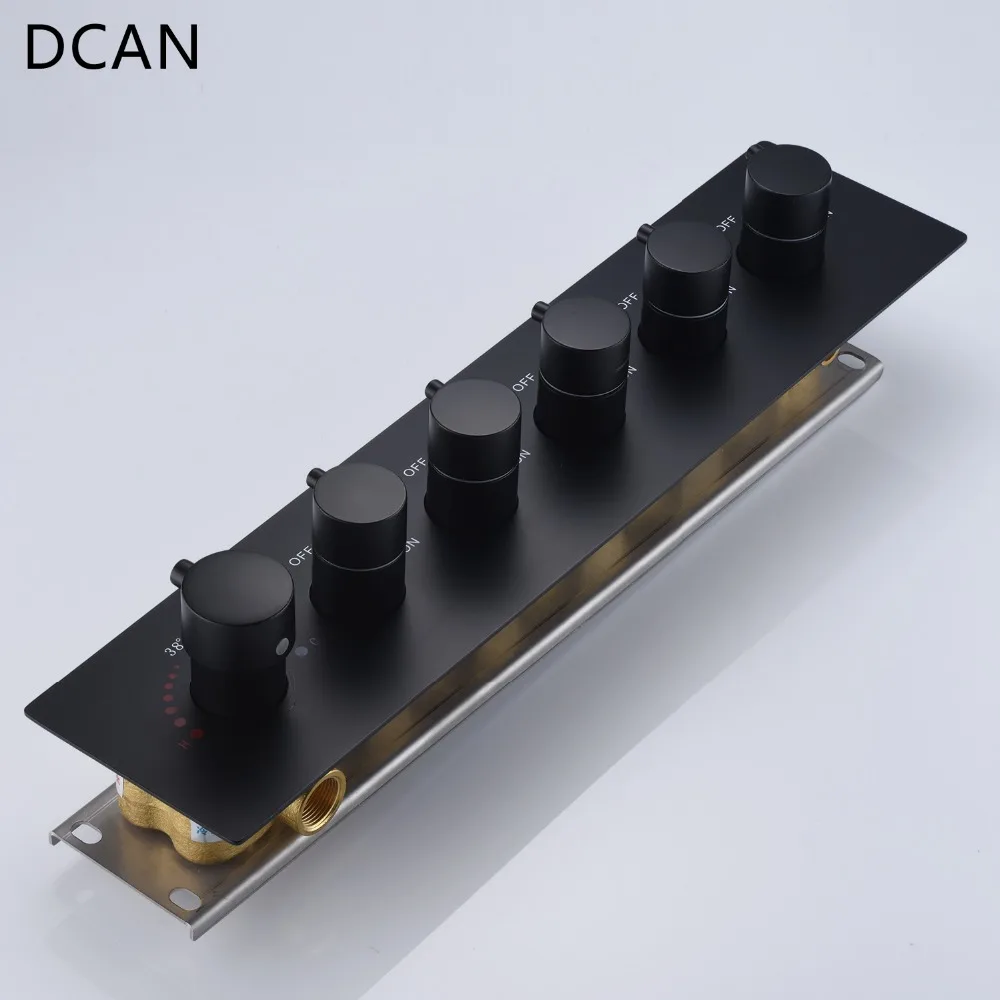 Черная Душевая система DCAN светодиодный Многофункциональный медный душ с пультом