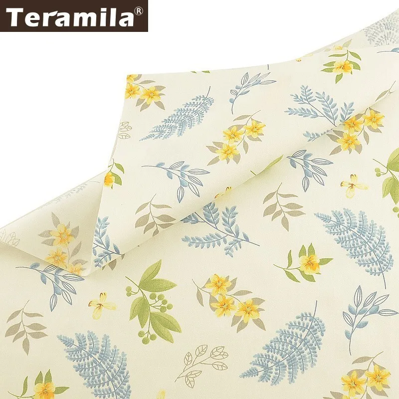 

Teramila Printed Flowers 100% Cotton Fabric Meters Telas Tissu DIY Patchwork Quilts Dress Bedsheet For Baby Kids Home Cushion