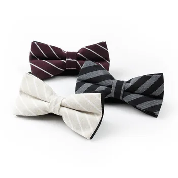 

TagerWilen Men's Cotton Bowtie Neckwear Bowknot Bowties Cravats Casual Striped Double-layer Bow Tie Wedding Gifts T-191