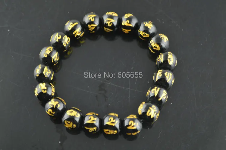 Fashion 12 mm NATUREL NOIR FASHION Agate Gemstone Beads Stretch Bracelet 7.5/"