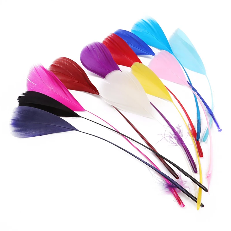 

Natural 50pcs/lot Beautiful Goose Feather Decoration 15-20 cm Mix 13 Colors for DIY Craft Dress Skirt Party Clothing Decoration