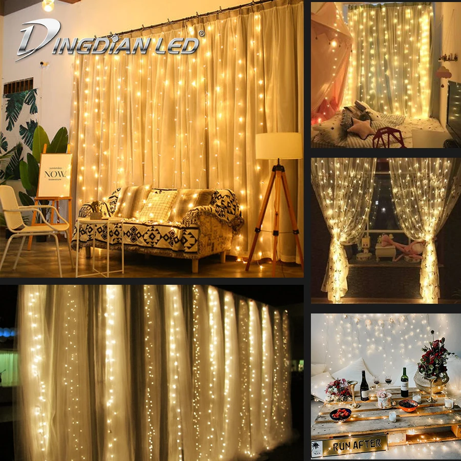 

LED Christmas 3*3m 300LEDS with Remote Control Curtain String Light Fairy Garland Wedding Party Window String Light Decoration