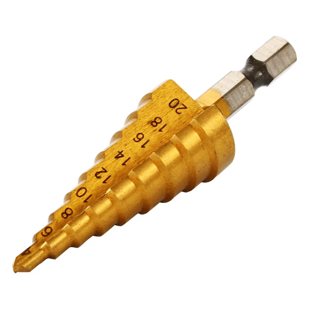 4 20mm Drill Bit Set HSS Steel Step Drill Sharpening Hole Drill Cone