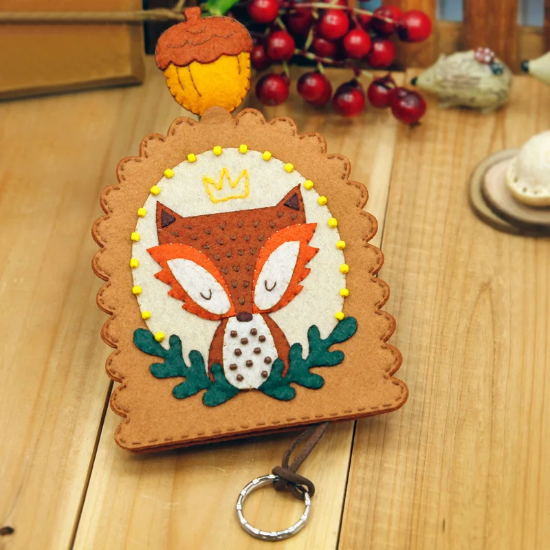 DIY Войлочная игрушка лиса ключ сумка мультфильм прекрасный брелок с лисой кулон сумка ручной работы набор войлочные животные наборы для поделок орнамент лиса ключ чехлы