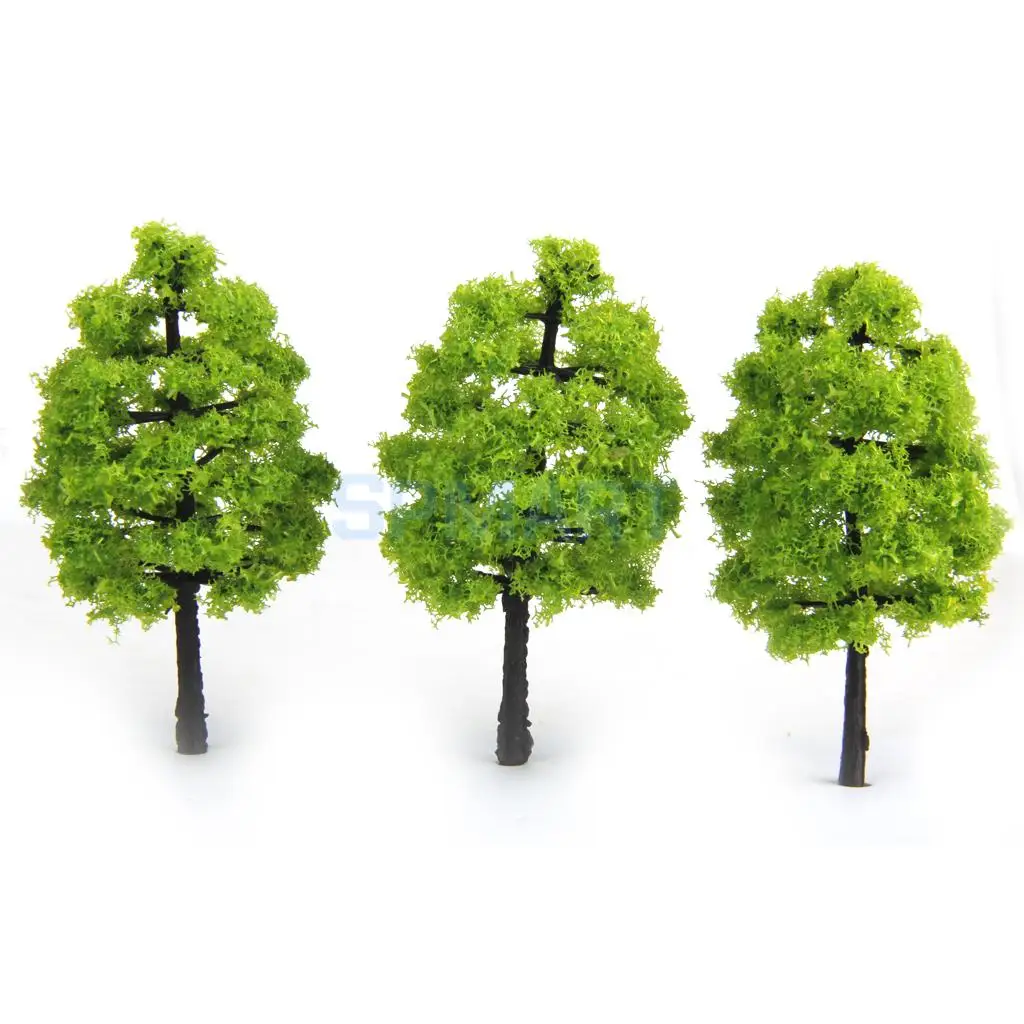 MagiDeal 20Pcs/Pack Plastic 1/100 Scale Model Trees Train Railroad Railway Street Forest Scene Scenery Landscape