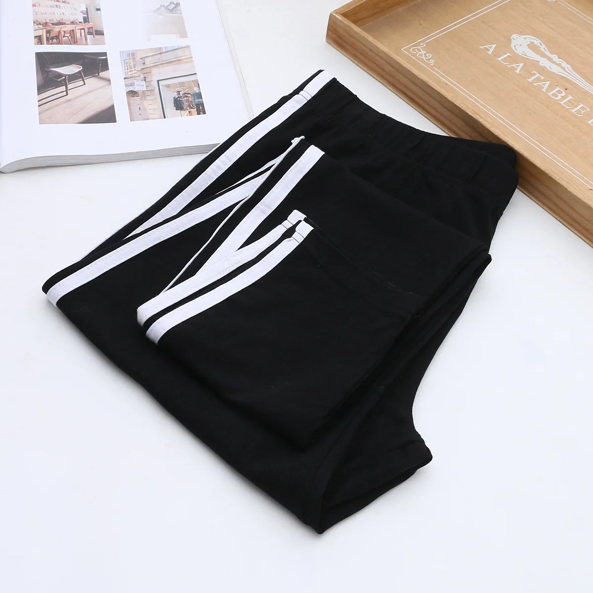 Striped Leggings Women Plus Size 3 4 5 6 XL Casual Cotton Slim Skinny Bodycon Leggings Black QYL217 Leggings