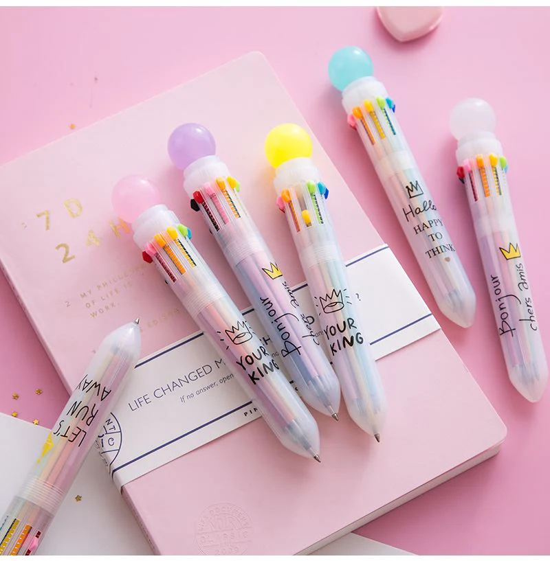 Яркие цвета, 10 цветов, разноцветная шариковая ручка ed, шариковая ручка для письма, для детей, студентов, школы и офиса, канцелярские принадлежности