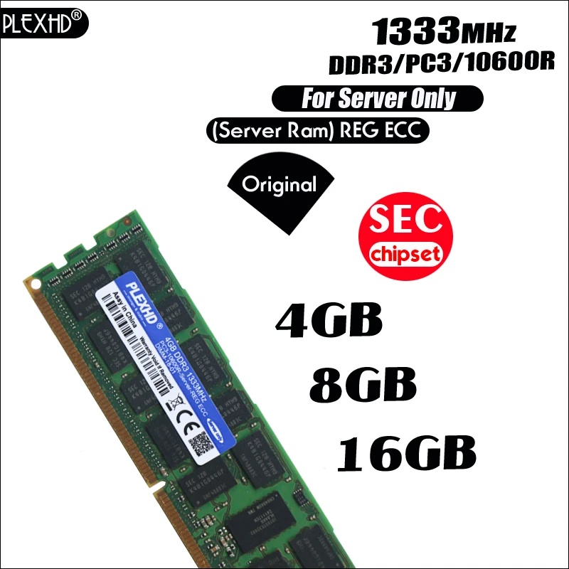 PLEXHD 4 ГБ 8 ГБ 16 ГБ PC3 10600R DDR3 1333 МГц 4G 8G 16G 2Rx4 REG ECC Высококачественная Серверная Память ram для samsung сервер SEC чипсет