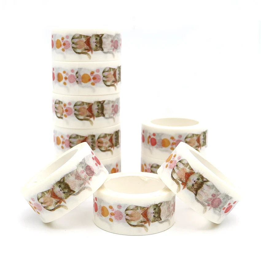 

7m*20mm Creative kawaii Cat And Footprints Washi Tape DIY Japanese Paper Decorative Adhesive Tape Cartoon Masking Tape Stickers