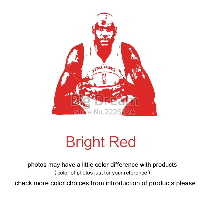 LeBron James, виниловые наклейки на стену, сделай сам, домашний декор, НБА, баскетболисты, Наклейки на стены, спортивная звезда, для детей, гостиной - Цвет: Красный