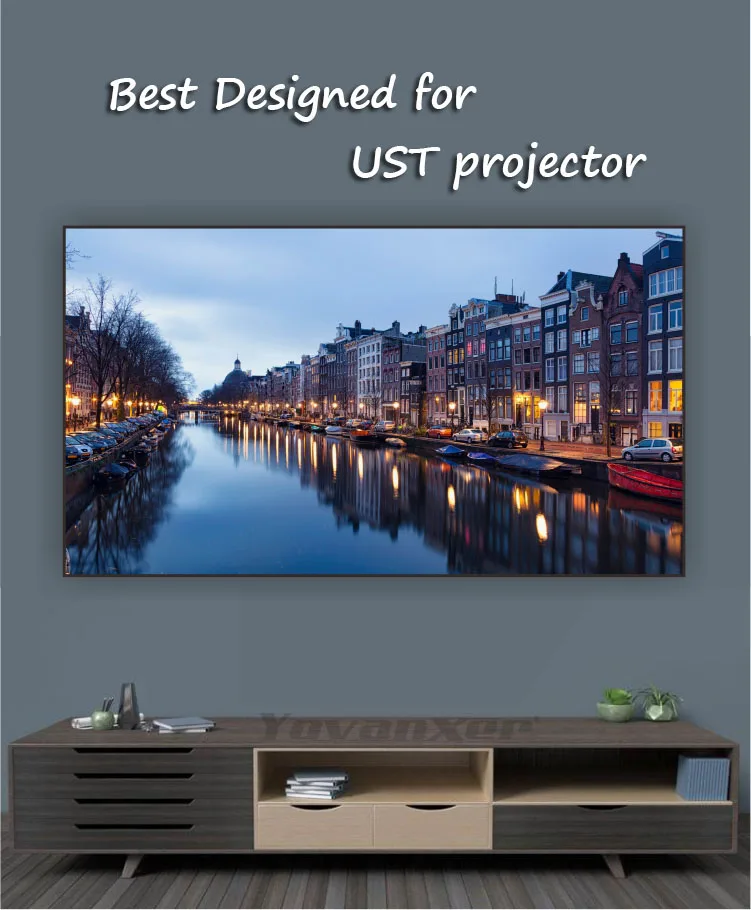 80" Ambient Light Rejecting ALR Projection Screens Ultra-thin border Frame Specialize for Kinds of Laser UST projectors