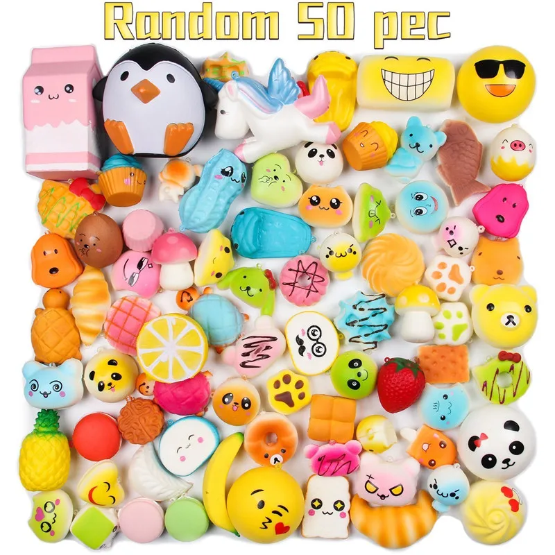 

Random 50 Pcs Squishies Cream Scented Slow Rising Kawaii Simulation Lovely Toy Jumbo Medium Mini Soft Squishies, Phone Straps