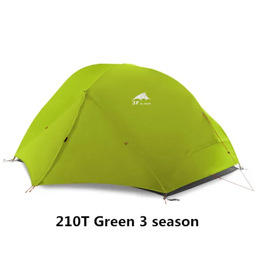 3F UL GEAR 2 Человек Палатка Сверхлегкий Камп палатки tenda tente barraca de acampamento - Цвет: 210T Green 3 season