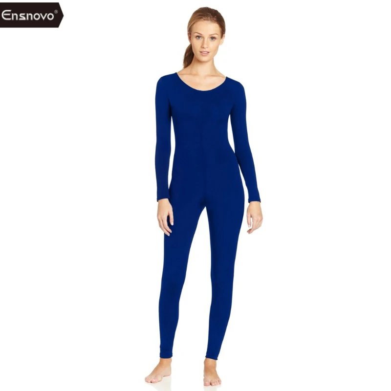 Buy Ensnovo Lycra Spandex Blue Unitard Bodysuit Round