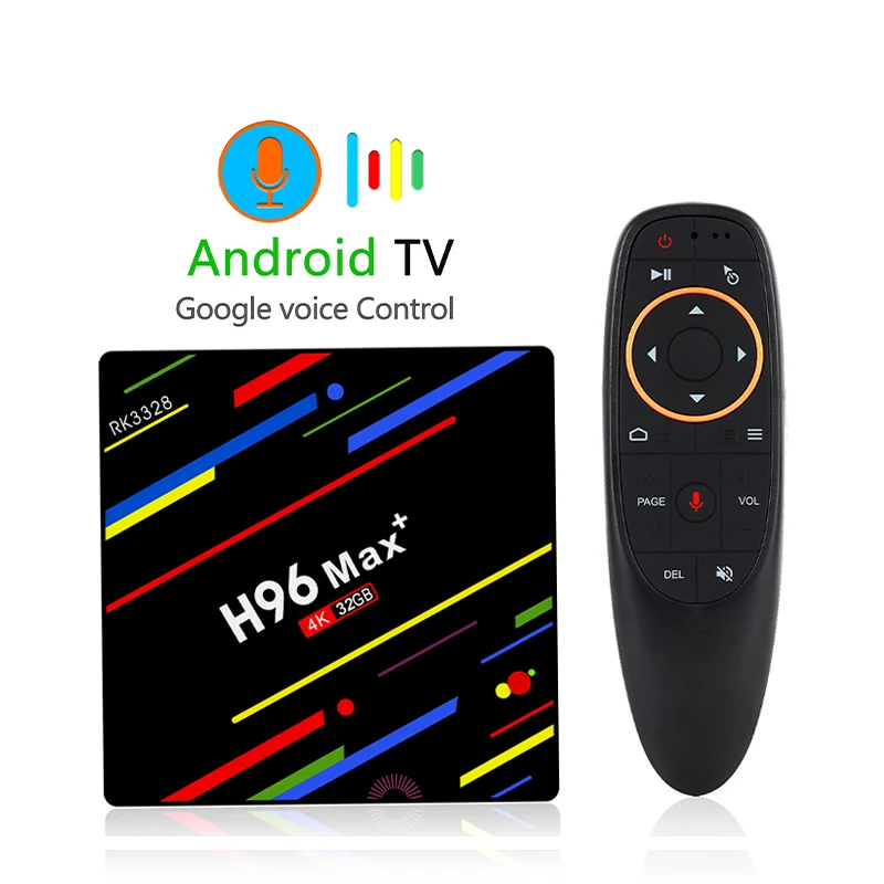 

H96 Max Plus Smart TV Box Android 8.1 Rockship RK3328 4GB 32GB 2.4G Wifi voice control tv Box + Voice Remote Control set top box