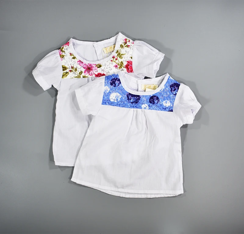 Baby clothes 2017 kids blouses short sleeve white blouses girls toddler
