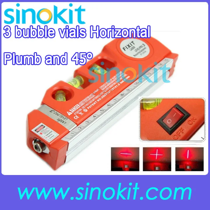 

3 In1 Multifunctional Laser Level tools W/250cm Measuring Tape 3 bubble vials Horizontal LV03