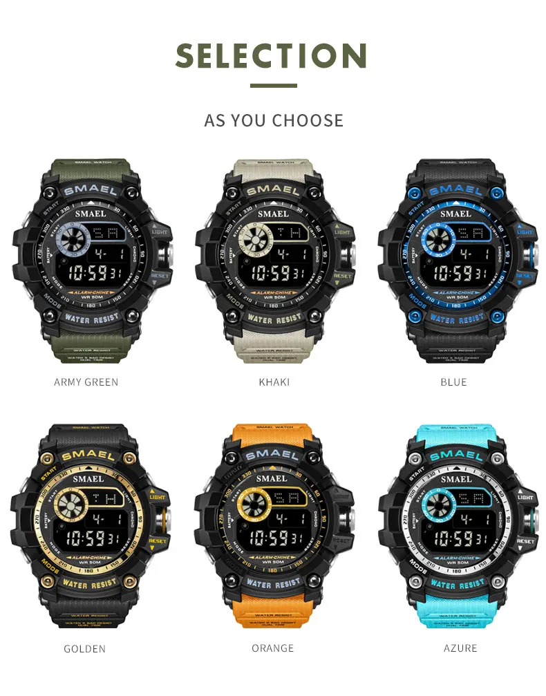 Мужские спортивные часы от известного бренда, роскошные мужские военные армейские часы, цифровой светодиодный, электронные, водонепроницаемые мужские наручные часы, мужские SMAEL