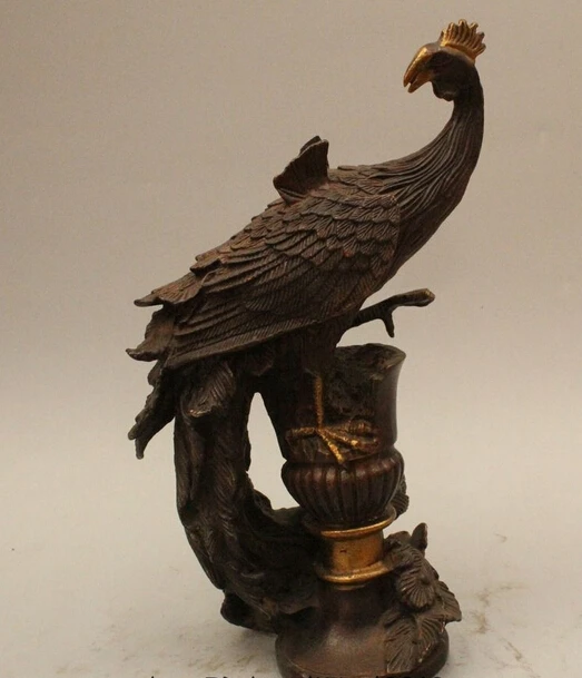 

wholesale factory 10" China Chinese Bronze Fengshui Phoenix Juno Wonder Bird fung-hwang Statue