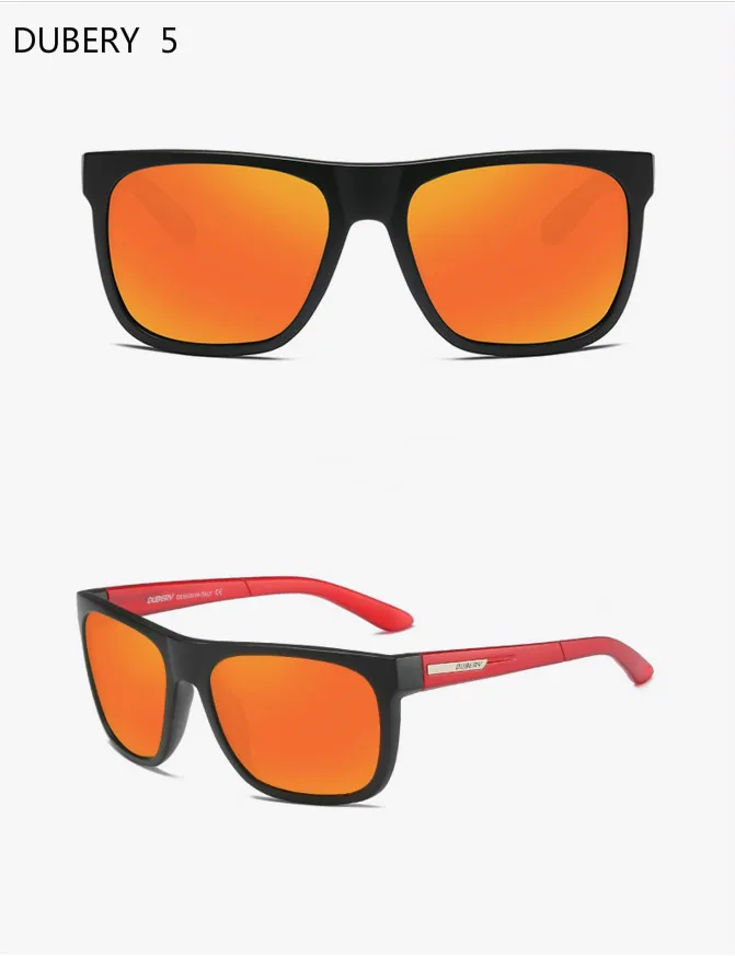 DUBERY дизайн бренда Поляризованные Солнцезащитные hd-очки Для мужчин Вождение оттенки мужской ретро солнцезащитные очки для мужчин лето зеркало площадь Óculos UV400 - Цвет линз: 5No box