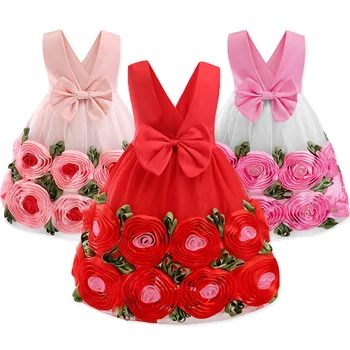 

Girl Flower Princess Dress Girl V-neck Naked Back Wedding Party Children's Clothing Children's Wear Girls' Wear Children's Wear