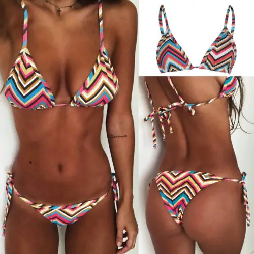 multi colored striped swimsuit