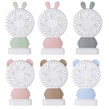 

Cartoon design USB Charging Electric Fan Air Conditioner Cooler Student Dormitory Desk Table Fans With Base Colorful lights