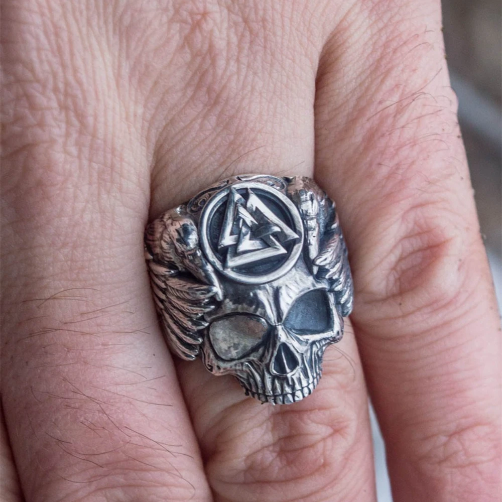Кольцо из нержавеющей стали Odin с воронами мужское кольцо викинга Valknut Sukll