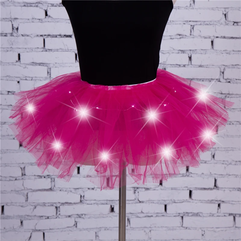 Новинка года; стильный светодиодный фатиновый костюм-пачка для девочек; Танцевальная юбка; необычный костюм для вечеринки в стиле хип-хоп; костюм для Хэллоуина; 8 цветов - Цвет: Розовый