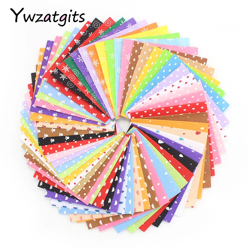 

ywzatgits Random 40pcs/lot 15*15cm Polyester Non Woven Felt Cloth Fabric DIY Handmade Sewing Decoration Material 081001015(1)
