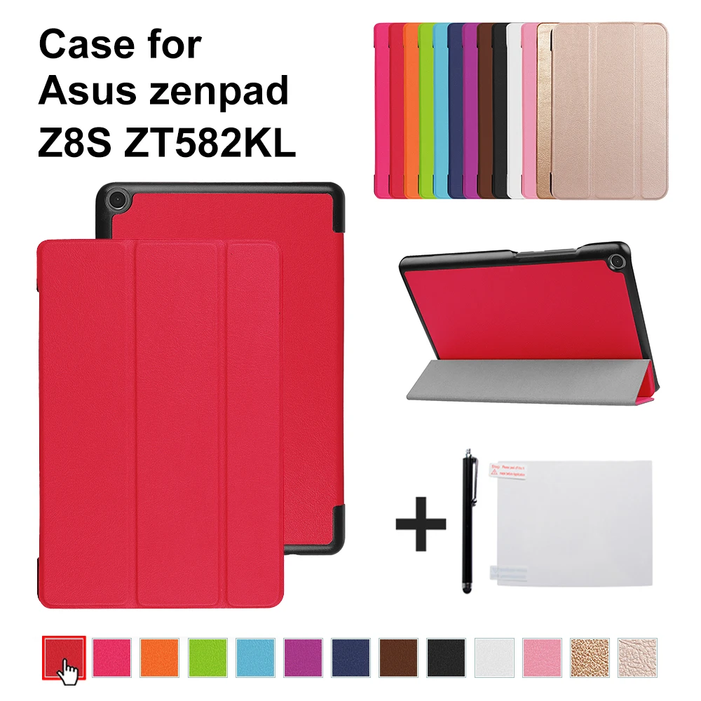 

Leather Case For 2017 Asus Zenpad Z8S ZT582 ZT582KL 8" 8.0 Tablet Funda Cover Smart Case + Gifts
