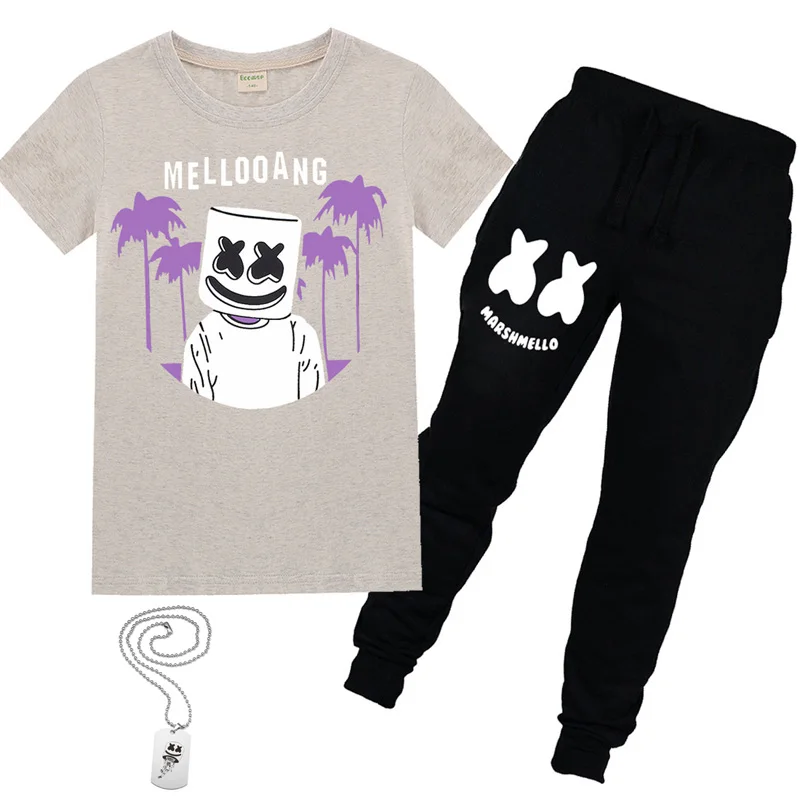 

Children Boys Summer marshmello dj Kids Clothing Sets Baby Kids T Shirt ninjago costume Toddler Boys Pants Sports Clothes Set