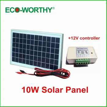 

ECO-worthy Solar Panel 10W 12V + Solar Controller 3A 12V 24V Solar Charger Regulator Solar Battery For Boat RV Vehicle Camper