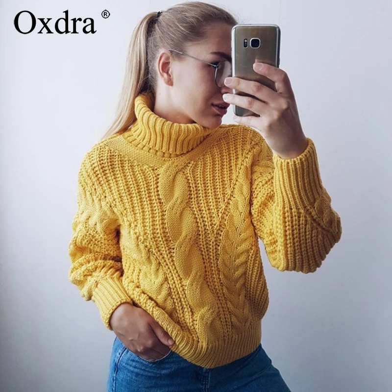 Oxdra Sweaters Women 2018 Autumn Winter Female Turtleneck Casual Loose Ladies Knitted Jumpers Pullovers Women's Clothing Oxdra Sweaters Women 2018 Autumn Winter Female Turtleneck Casual Loose Ladies Knitted Jumpers Pullovers Women's Clothing