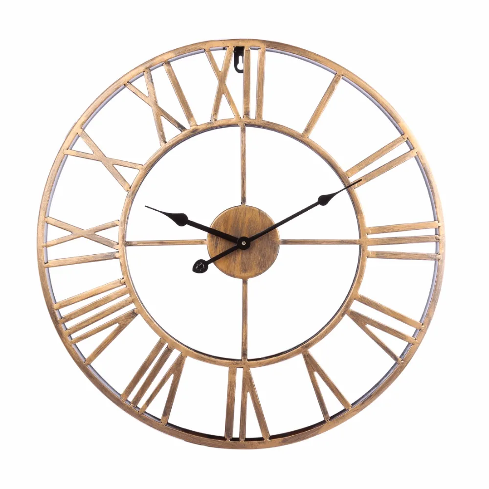 Retro Creative Hollowed-Out Wall Hanger Clock Iron Vintage Bed Living Room Roman Numberial Hanging Clock Household Wall Decor Retro Creative Hollowed-Out Wall Hanger Clock Iron Vintage Bed Living Room Roman Numberial Hanging Clock Household Wall Decor