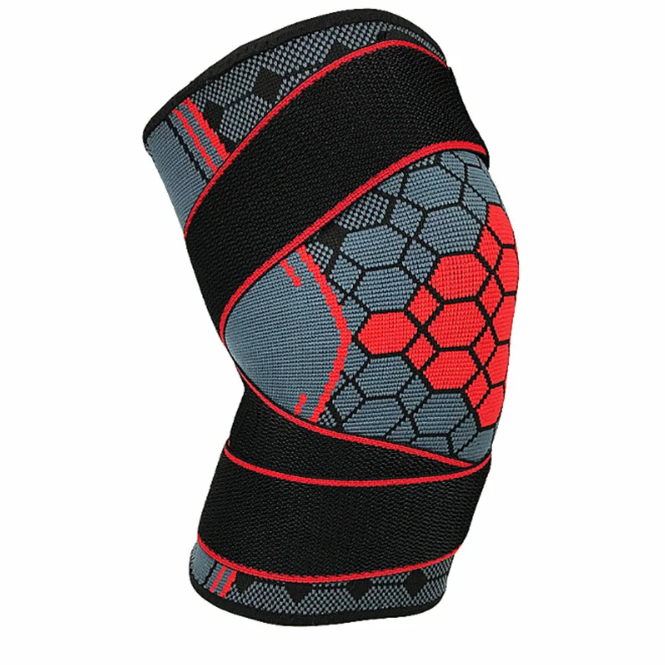REXCHI 1 шт. спортивные наколенники давление колено поддержка безопасности Защитное снаряжение Регулируемый эластичный Brace Pad Баскетбол волейбол - Цвет: Красный