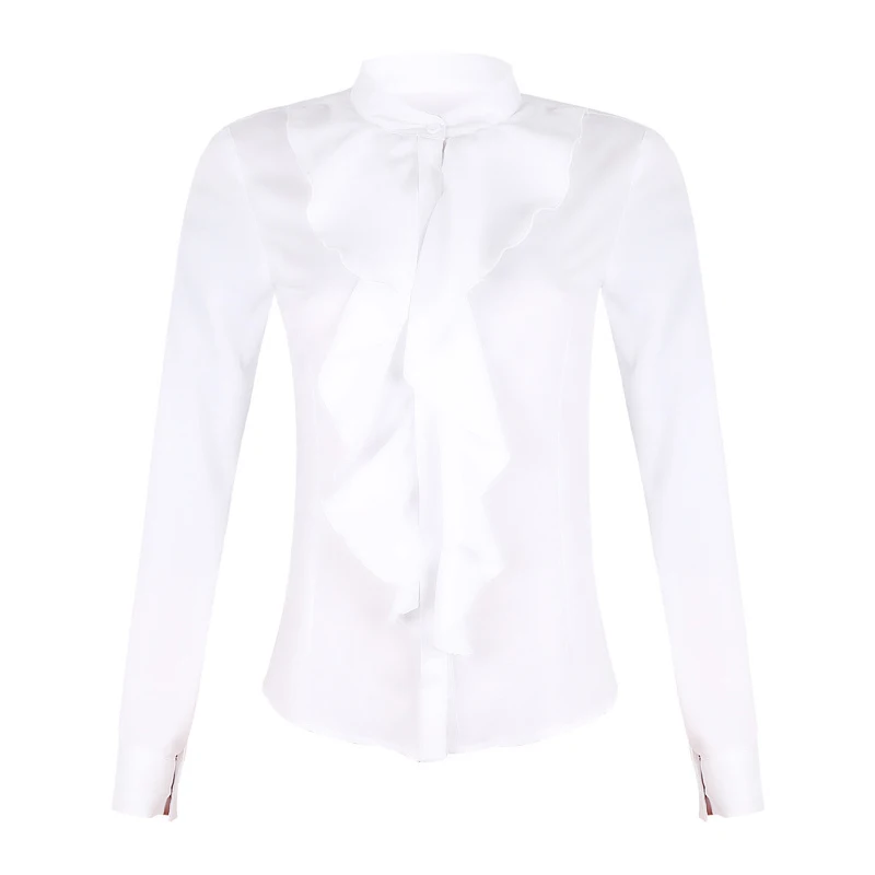 Lipswag, элегантная Офисная женская шифоновая блузка, Женская Сексуальная Блузка с v-образным вырезом и оборками, рубашка, летняя блуза с длинным рукавом, топы, S-XXL