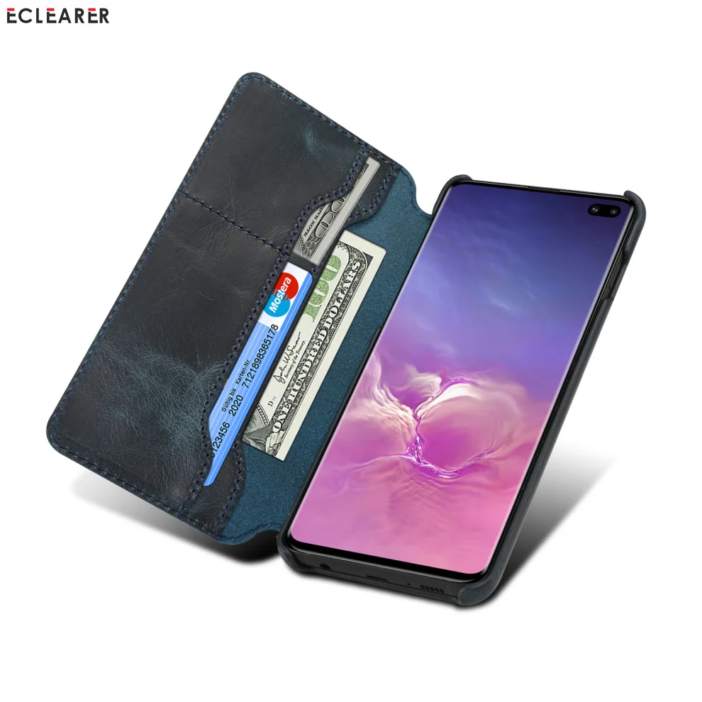 Прочный чехол из натуральной кожи для samsung Galaxy S10/S10e/S10 Plus, роскошный первоклассный кожаный флип-чехол, сумка