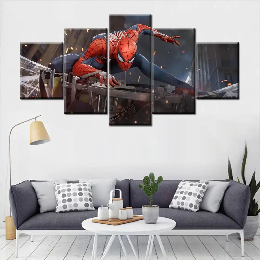 5 Pieces Hd Print Painting Animal Spider Man Modular For Modern Decorative Bedroom Living Room Home Wall Art Decor