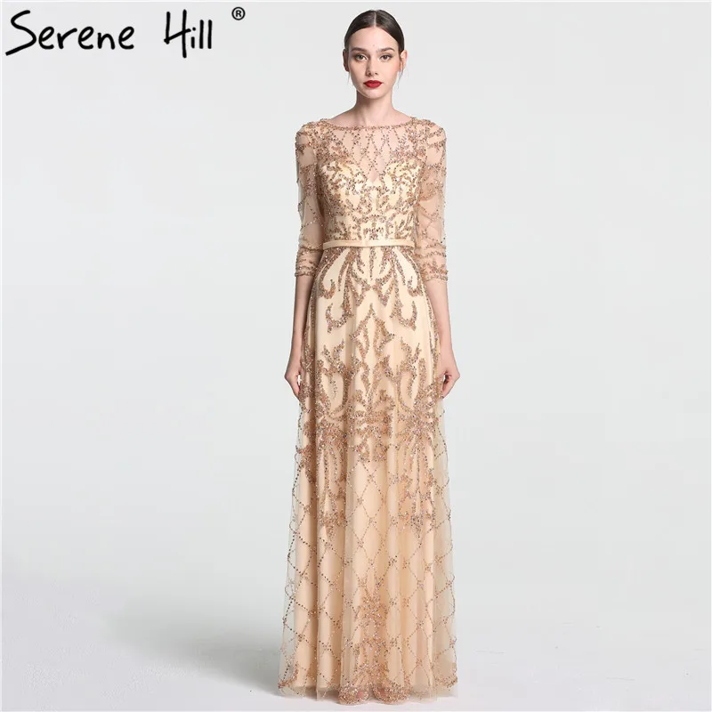 21194 20 De Réductiongris à Manches Longues Mode Robes De Soirée Perles Paillettes Plage Tulle Robe De Soirée Longue 2020 Sereine Colline