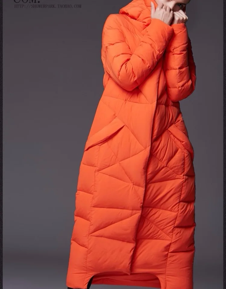 Women Winter Padded Down Jackets Long Down Coat Women Overknee Light Down Warm Jacket Overcoat Plus Size Stand Collar AS105  (5)
