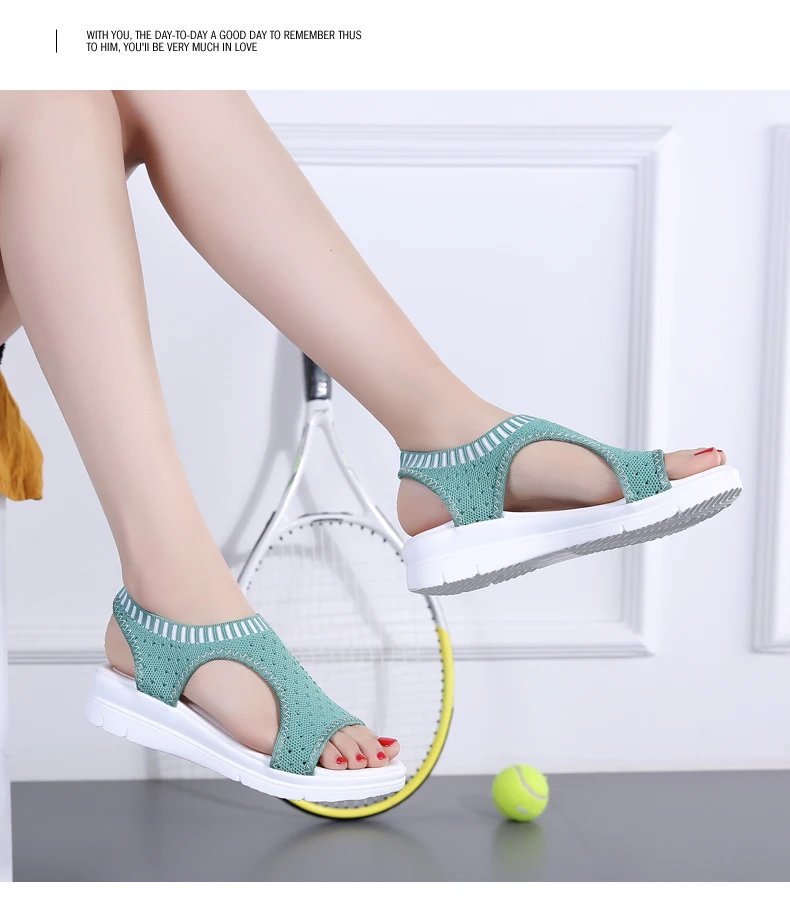Г., популярные женские сандалии женская летняя спортивная обувь из сетчатого материала уличная прогулочная обувь сандалии на плоской платформе тянущиеся слипоны для тенниса, 45