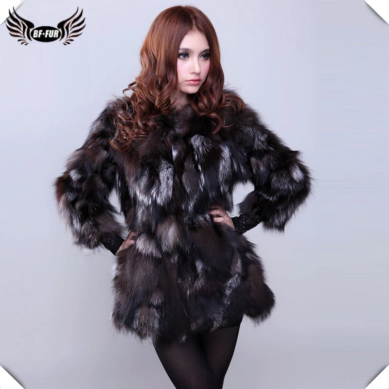 

BF FUR Women Winter Real Fur Coats New winter Women Real Silver Fox Fur Coats Fashion Fur Jacket Style Overcoat Women